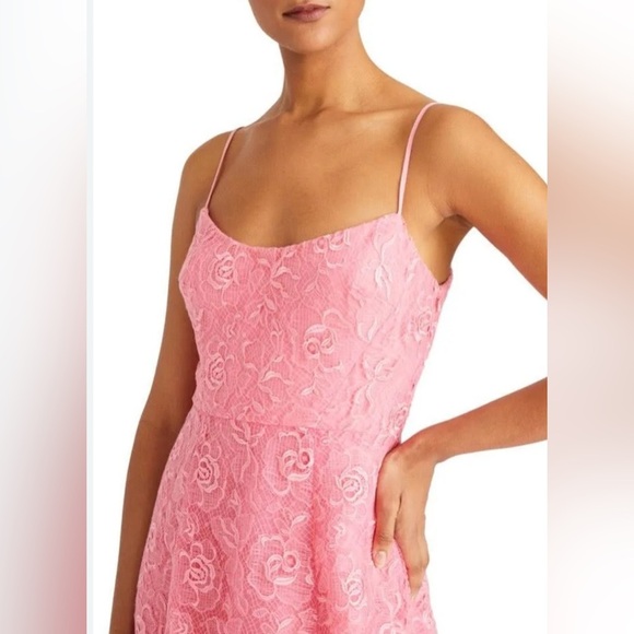 Monique Lhuillier Linda Pink Lace Maxi Dress Gown Size 8 NWT Evening Formal - Picture 4 of 9